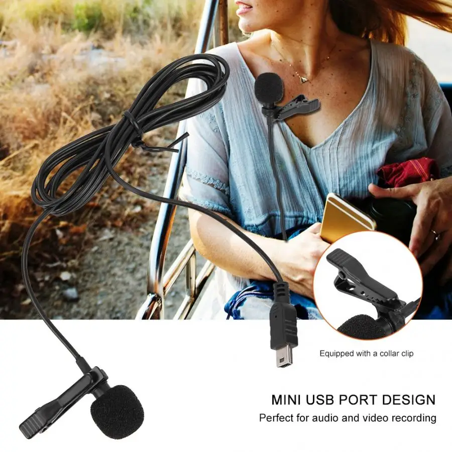 Микрофон Mini USB стерео внешний микрофон профессиональный с зажимом для GoPro Hero 3/3 +/4