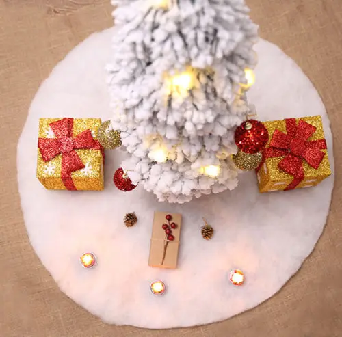 Новинка 2019 Рождественская юбка для елки 60 см белая Снежная плюшевая на
