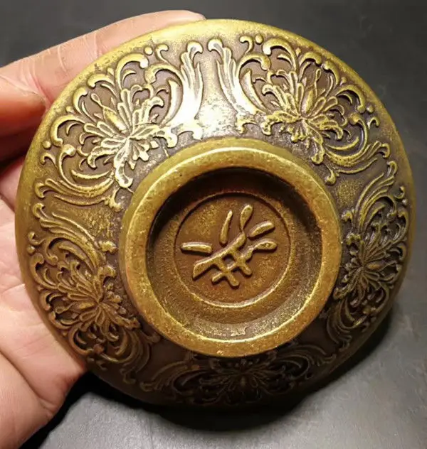 Chinese Old Brass Handmade Carved dragon and phoenix dish | Дом и сад