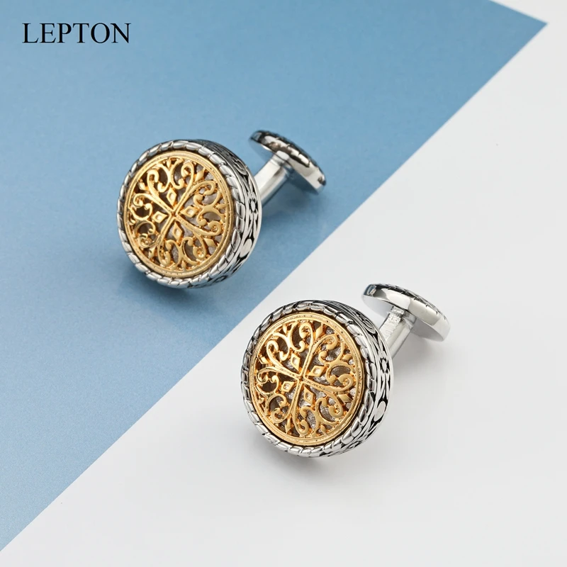 Золотистые и Серебристые винтажные запонки Lepton для мужчин Прямая поставка в