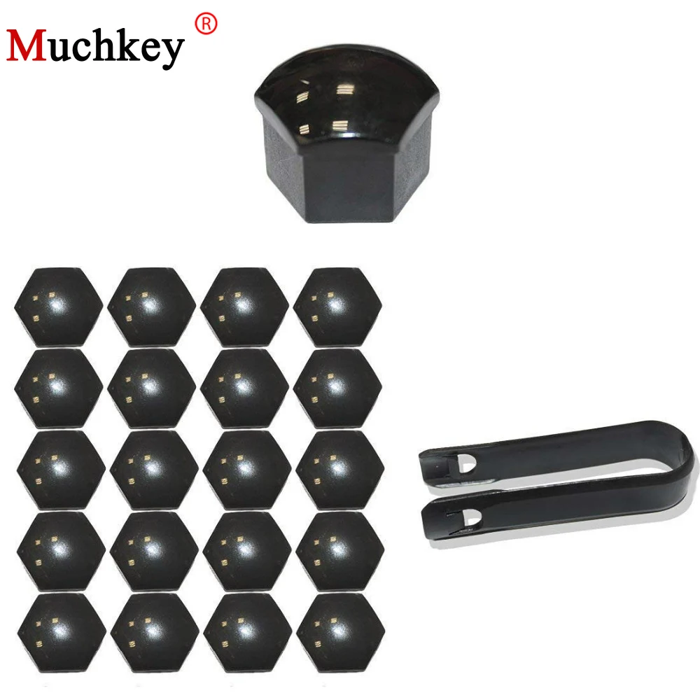 

20x17mm Removal hook Cover Caps Covers Wheel Nuts Caps Screws Wheel Bolt Caps Wheel Caps Includes Squeegee Car Styling Black