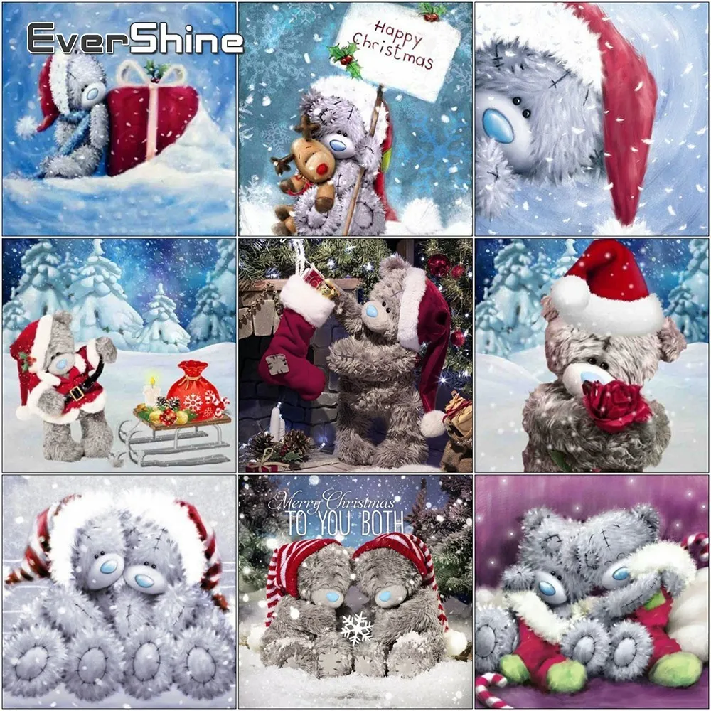 EverShine Diamond Embroidery Cartoon Bear DIY Full Square Painting Cross Stitch Mosaic Christmas Decoration For Home | Дом и сад