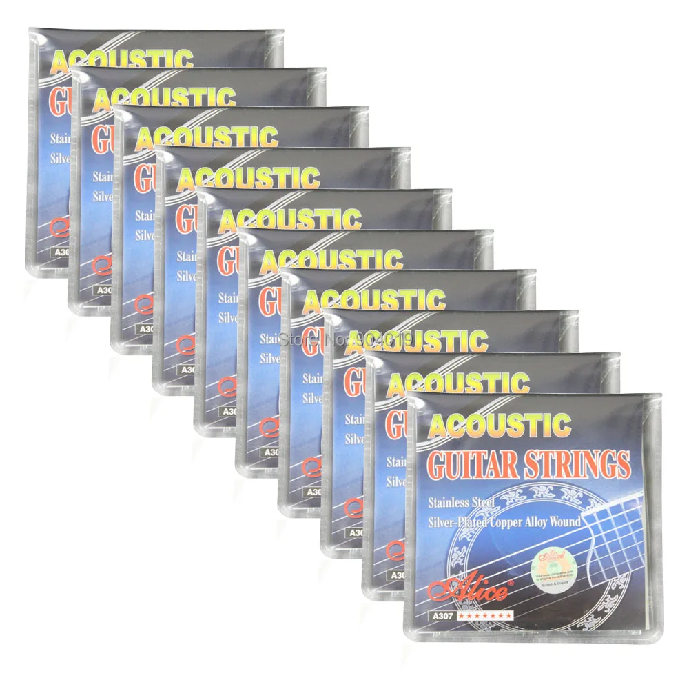 

10Sets Alice Acoustic Guitar Strings Silver Plated Copper Alloy Wound A307-SL