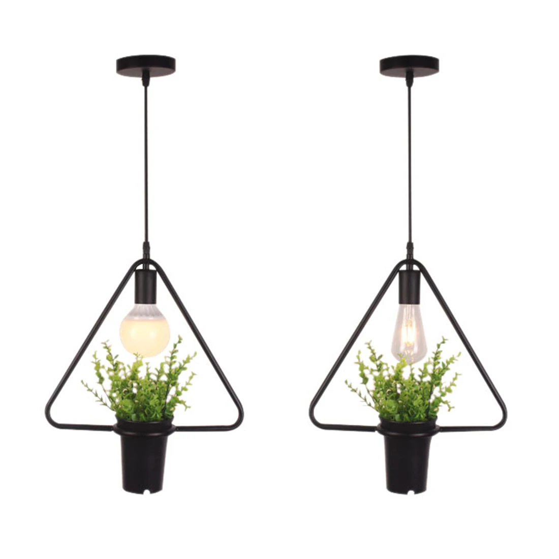 Черный треугольный Зеленый завод подвесной светильник Ретро промышленный стиль