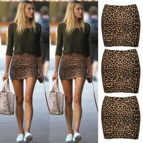 

Hirigin Hot Sell Women Sexy Leopard Print Mini Skirt Ladies Lastest Silm Bodycon Skirts