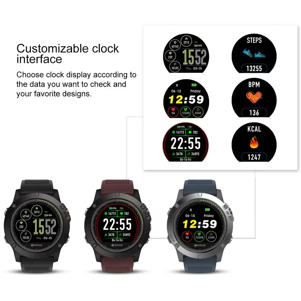 Zeblaze VIBE3 HR Smartwatch дюймов 1 22 спортивные часы Bluetooth 4 0 водостойкий