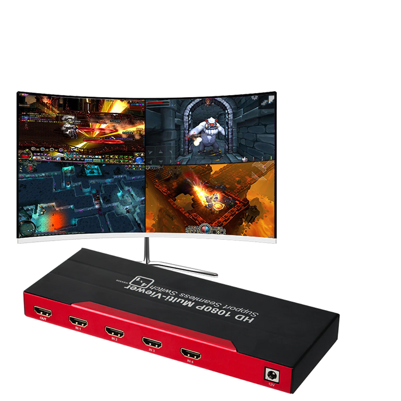 TreasLin 1080P HDMI 4X1 Quad Multi Viewer Splitter с бесшовным переключателем IR control для