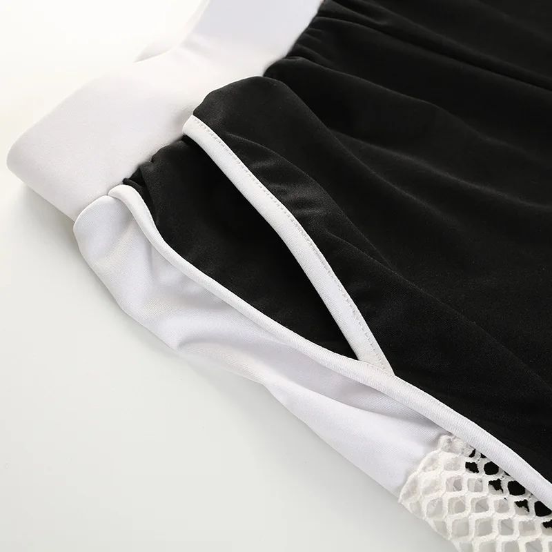 2018 Модные женские шаровары в полоску сбоку черные повседневные штаны с высокой