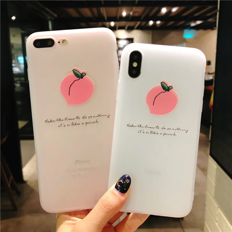 Summer Day Peach Silicone Phone Case For iPhone X XR XS Max 8 7 6 6s Plus Pattern Soft TPU Back Cover Cases |