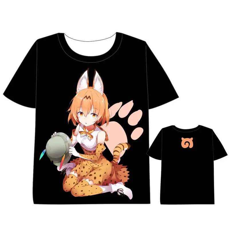 Мужская и женская футболка с коротким рукавом аниме Kemono Friends забавная летняя