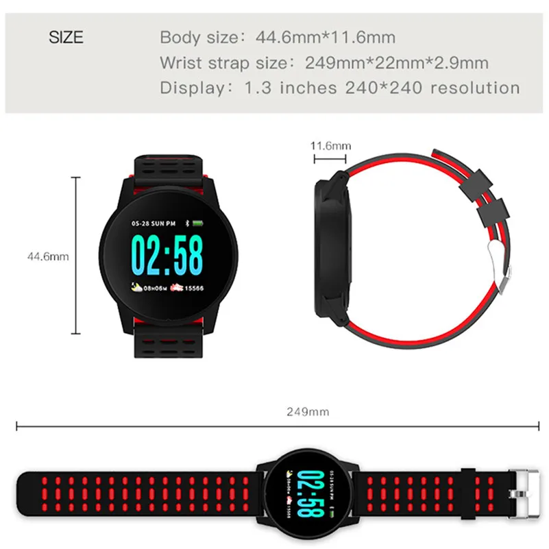 

Fitness Tracker Smart Bracelet Blood Pressure Measurement Watch Waterproof IP67 Heart Rate Monitor Fitness bracelet Women Men