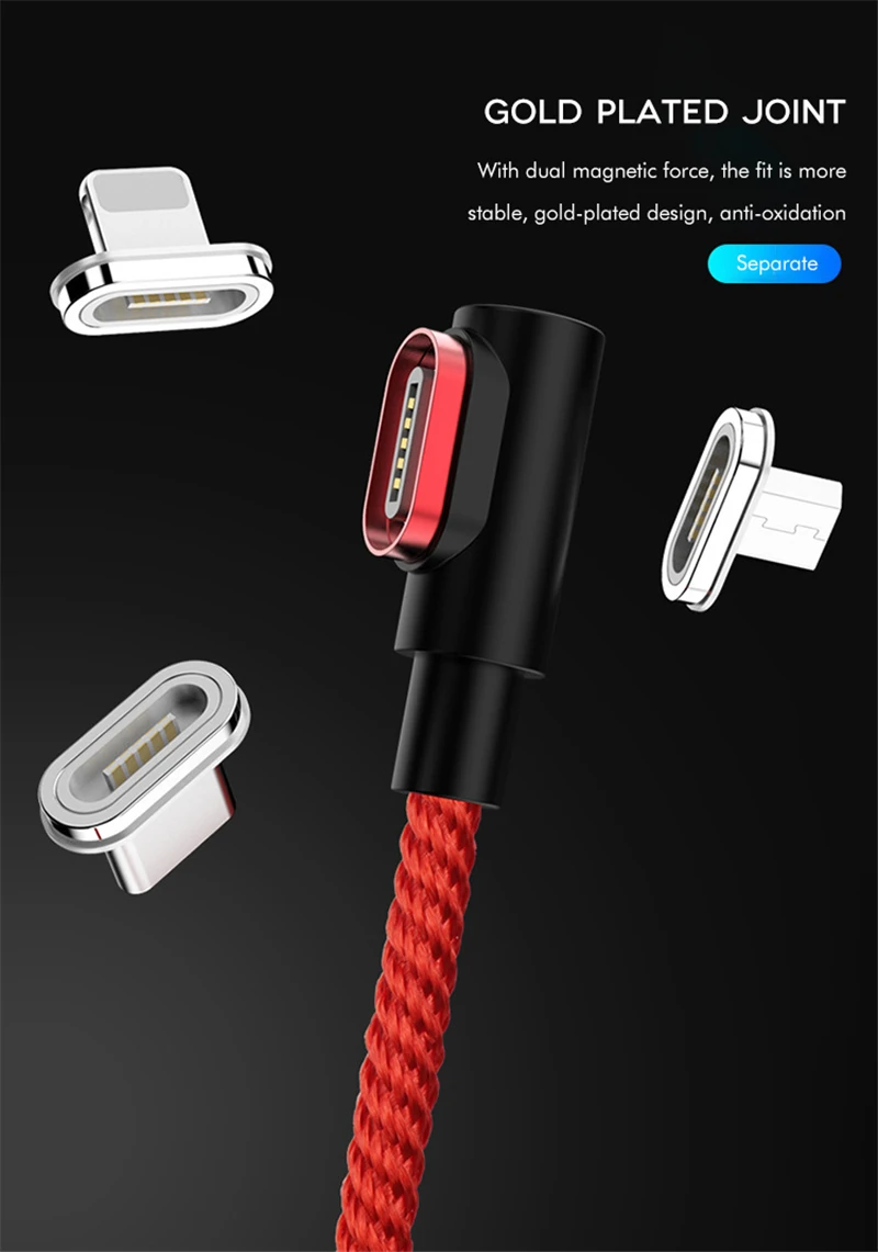 Магнитный кабель 90 градусов Micro USB Type C для быстрой зарядки телефона Usb магнитное