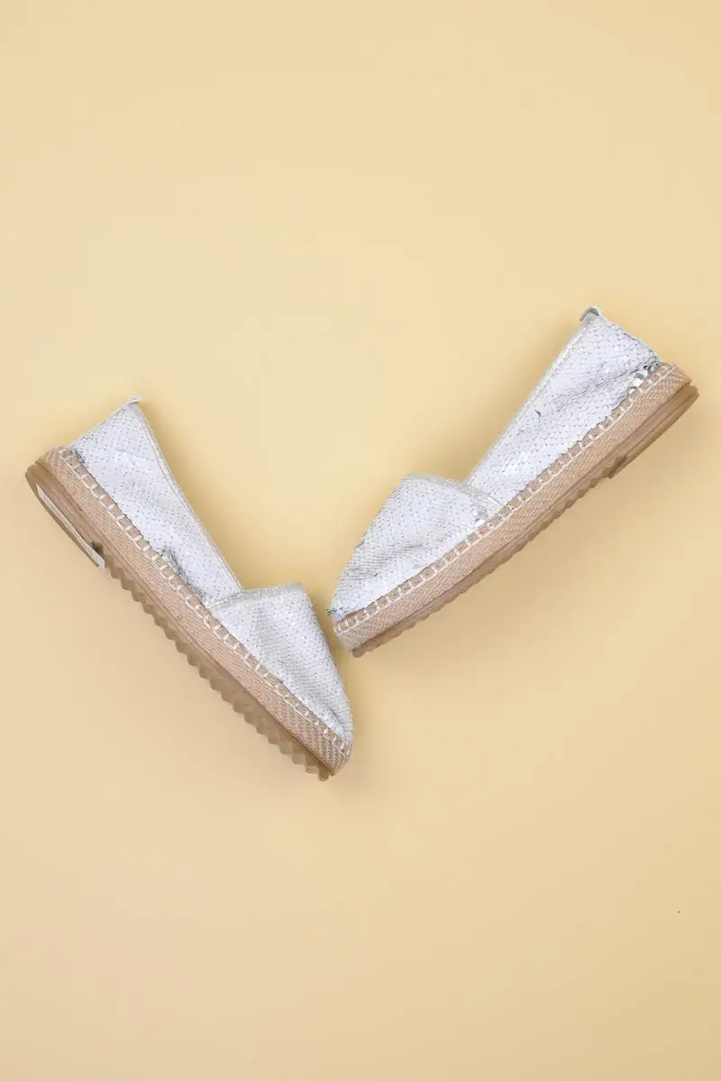 Bambi Белый Серебряный женский Espadril F0365004153|Обувь без каблука| |