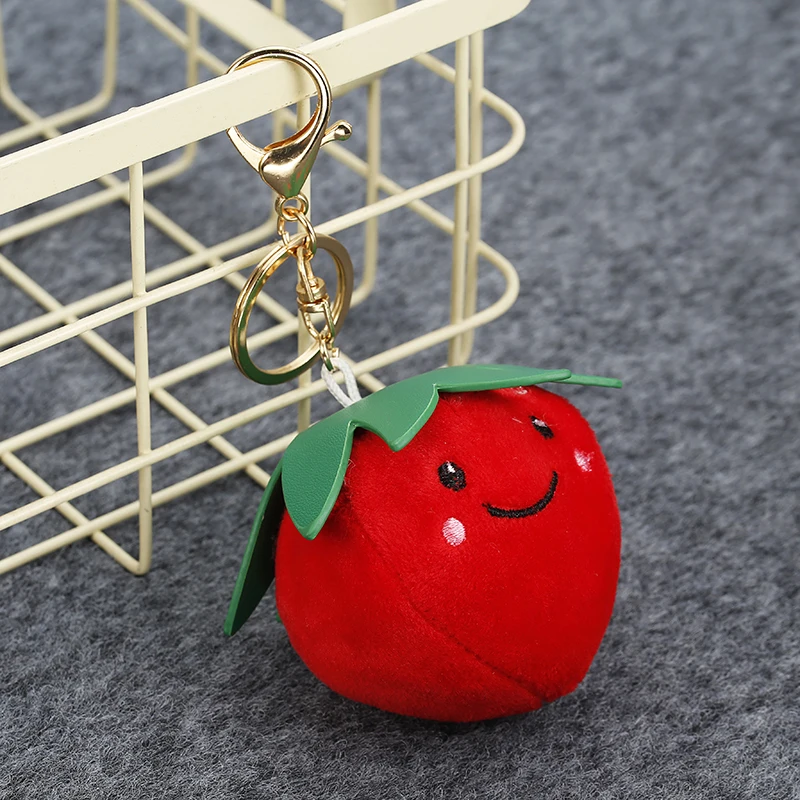 

Tomato Key Chain Trinket Car Keyring Plush Toy Dolls For Cell Phone for Car Little Fruits Plants Accessories Bag Key Ring EH302