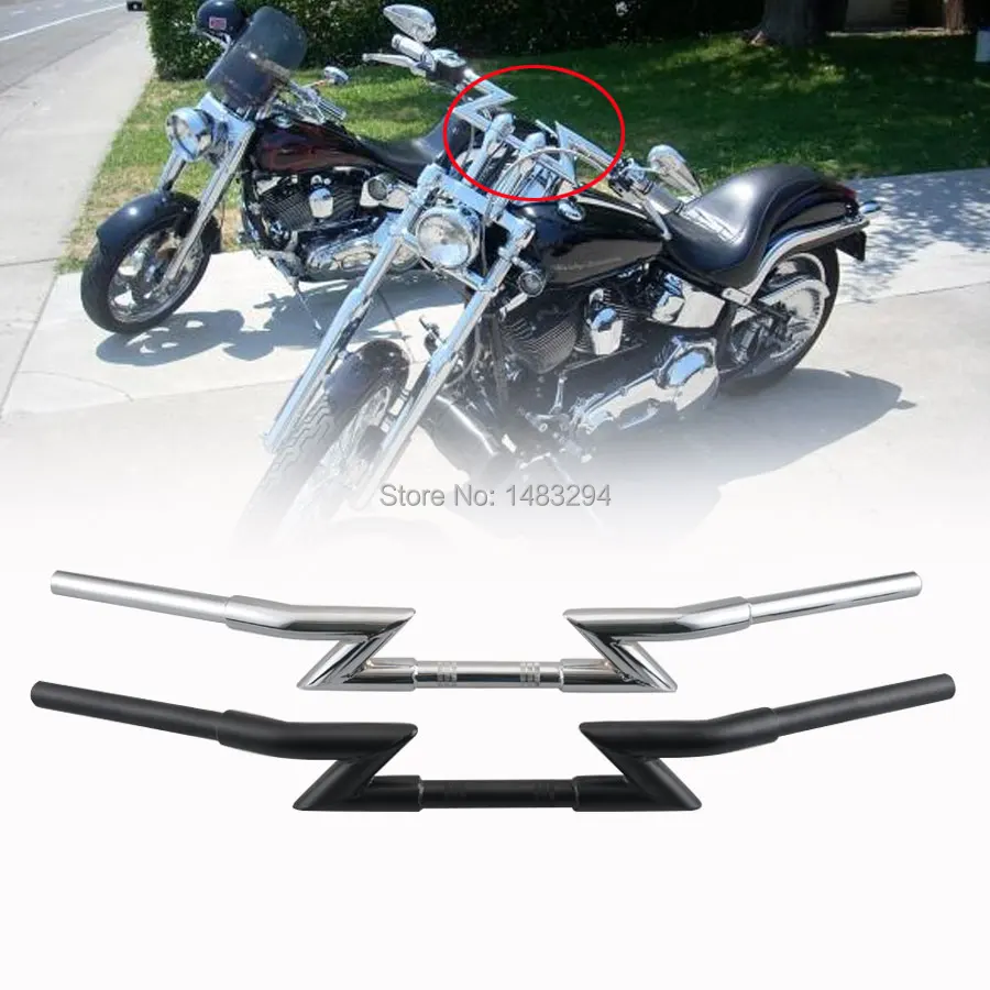 

Extended 85CM Silver/Black Thickened Lightning Z-Bar Drag Handlebar Fits For Harley Honda Kawasaki 1 '' Diameter Universal