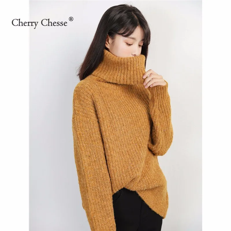Cherry Chesse опрятный Для женщин свитер водолазка с длинным рукавом Пуловеры женские