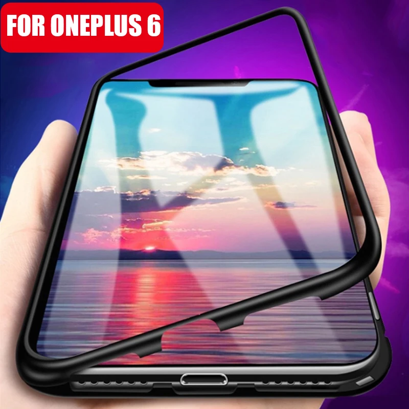 Магнитный чехол для oneplus 6 телефона задняя крышка жесткие стеклянные Чехлы бампер