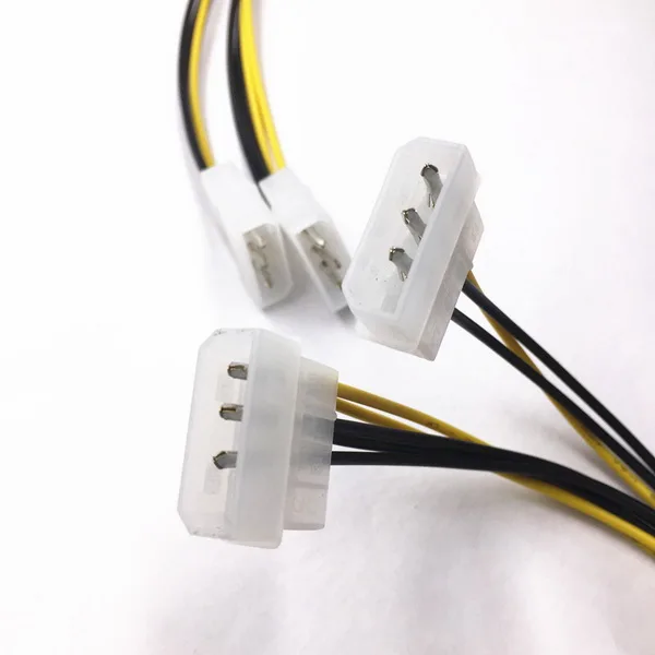 200 шт. двойной 4 контактный кабель питания Molex IDE папа 8 контактов мама PCI E Y адаптер