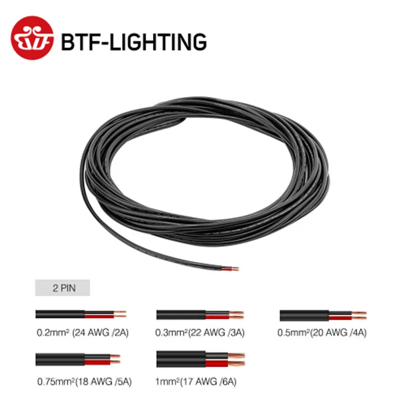 CLAITE 10 м 2Pin Водонепроницаемый Электрический провод 24/22/20 AWG удлиненный ПВХ