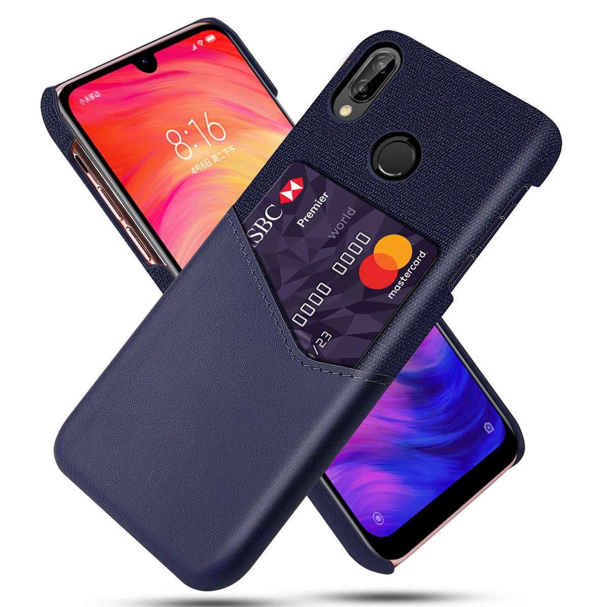 Двухцветный комбинированный чехол для телефона Xiaomi Redmi Note 7 из искусственной кожи