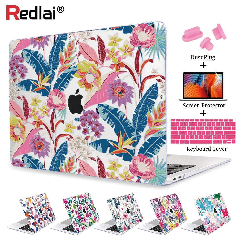 С цветочным принтом твердая оболочка для MacBook Pro retina 13 15 Touch bar 2018 Air дюймов крышка с