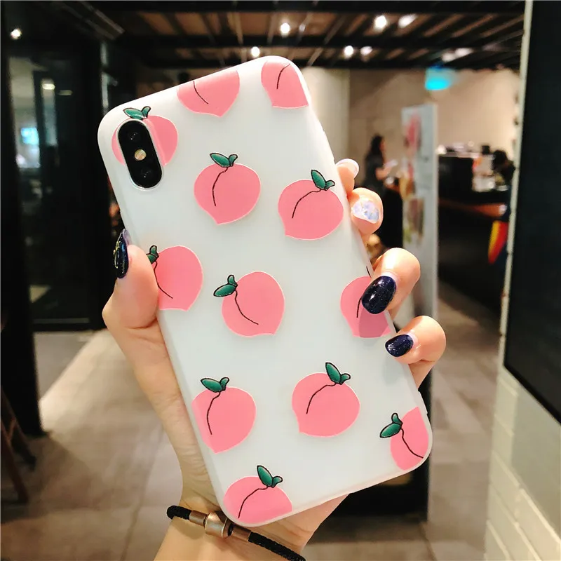 Summer Day Peach Silicone Phone Case For iPhone X XR XS Max 8 7 6 6s Plus Pattern Soft TPU Back Cover Cases |