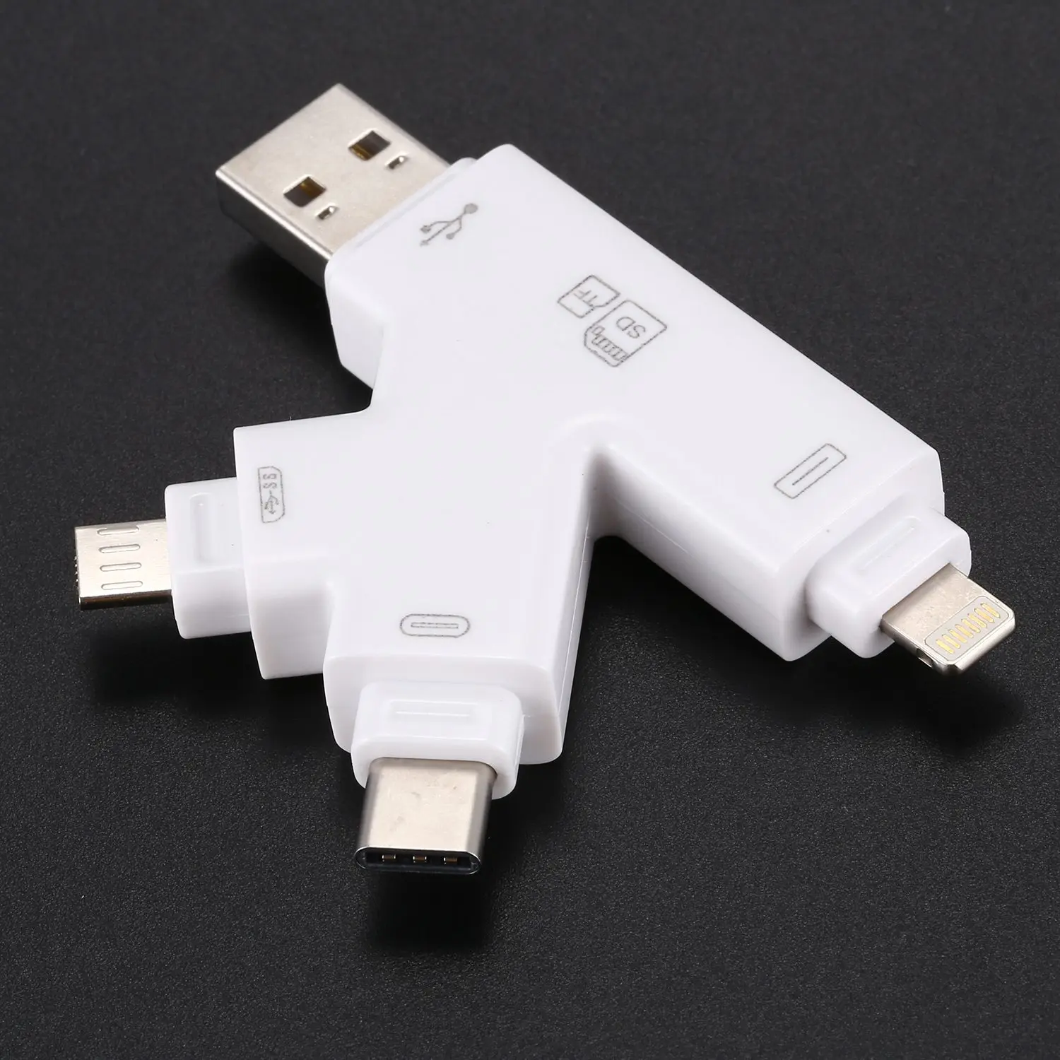 4 в 1 Micro Sd кард ридер с разъемом Lightning/Usb/Micro Usb/Тип C разъем для Iphone Ipad Android Тип