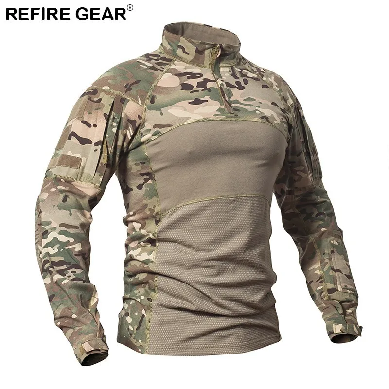 Мужская камуфляжная футболка Refire Gear тактическая с длинным рукавом для занятий