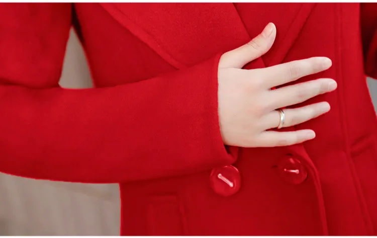 England Style Slim Long Wool Blend Ladies Coat Fashion Double Breasted Women's Jacket Solid Korean Womens | Женская одежда