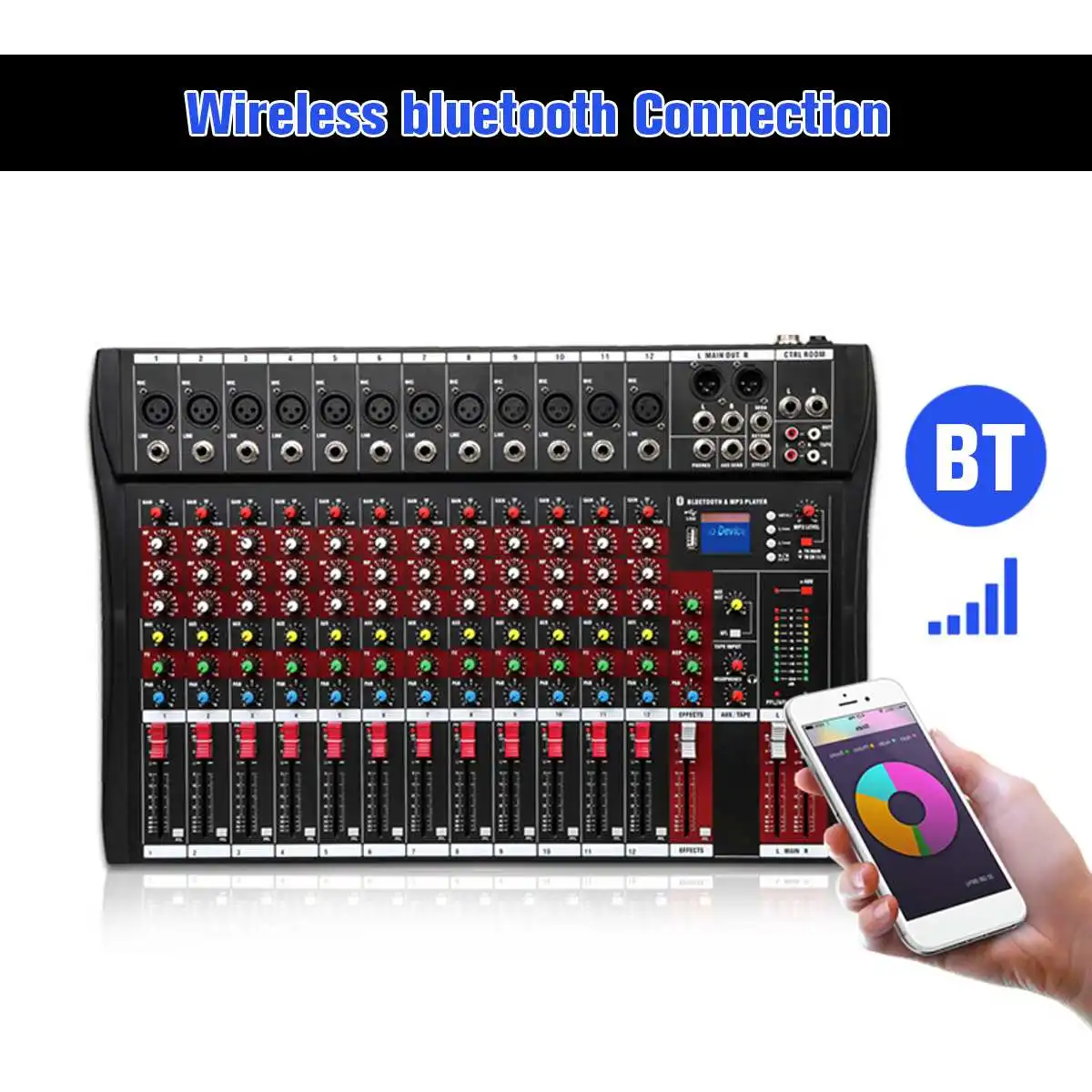 48V микшер с USB Профессиональный 12 канал bluetooth студийные DJ микшерный пульт караоке