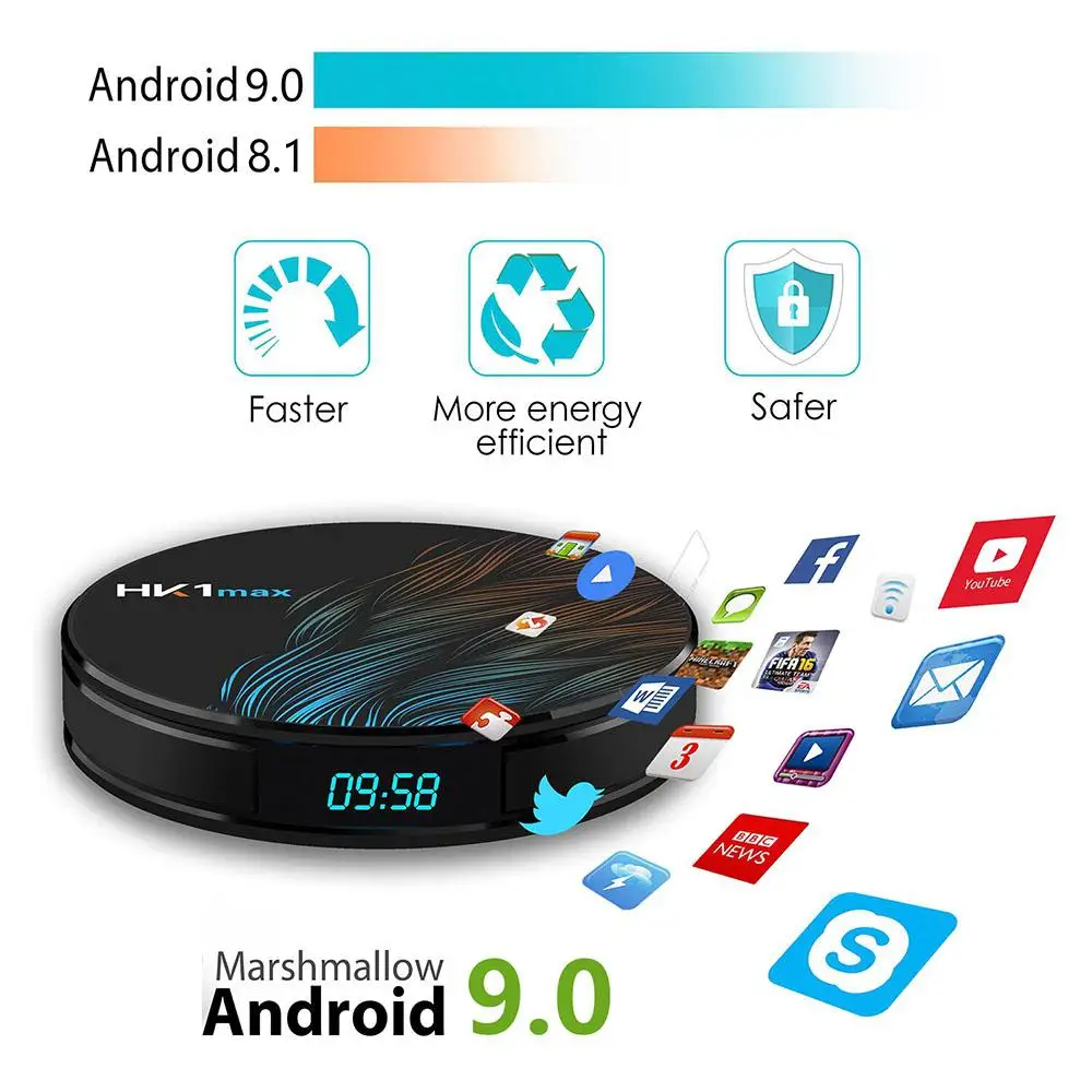 Android 9 0 Smart tv Box Google Assistant RK3328 ТВ приемник 4 к Wifi медиаплеер Play Store Бесплатные