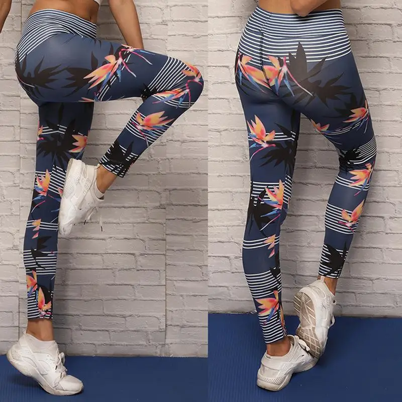 2018 New Arrival Plant Printed Women's Yoga Pants Sports Exercise High Waist Elastic Comfortable | Спорт и развлечения