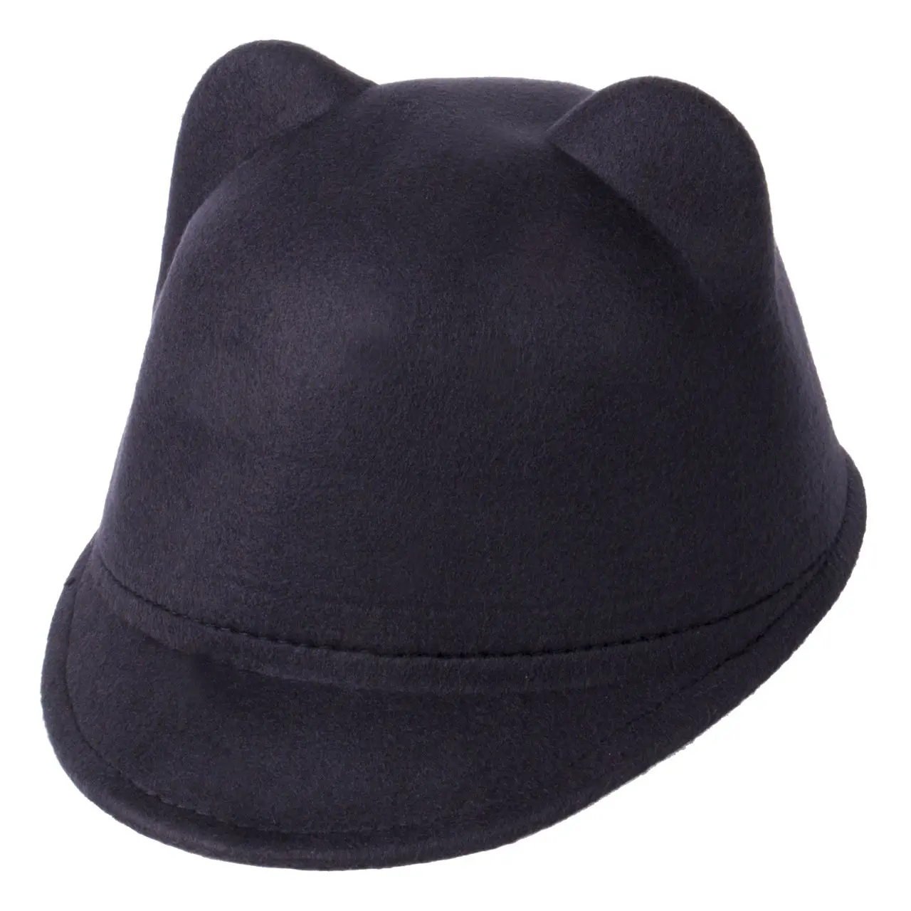 2019 Newest Style Winter Warm Kids Baby Girls Cat Ears Wool Derby Bowler Cap Solid 3D Vintage Costume Play Brim Hats | Детская одежда и