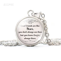 good friends are like stars friendship quote necklace best friend letter glass dome pendant necklaces jewelry gifts for friends