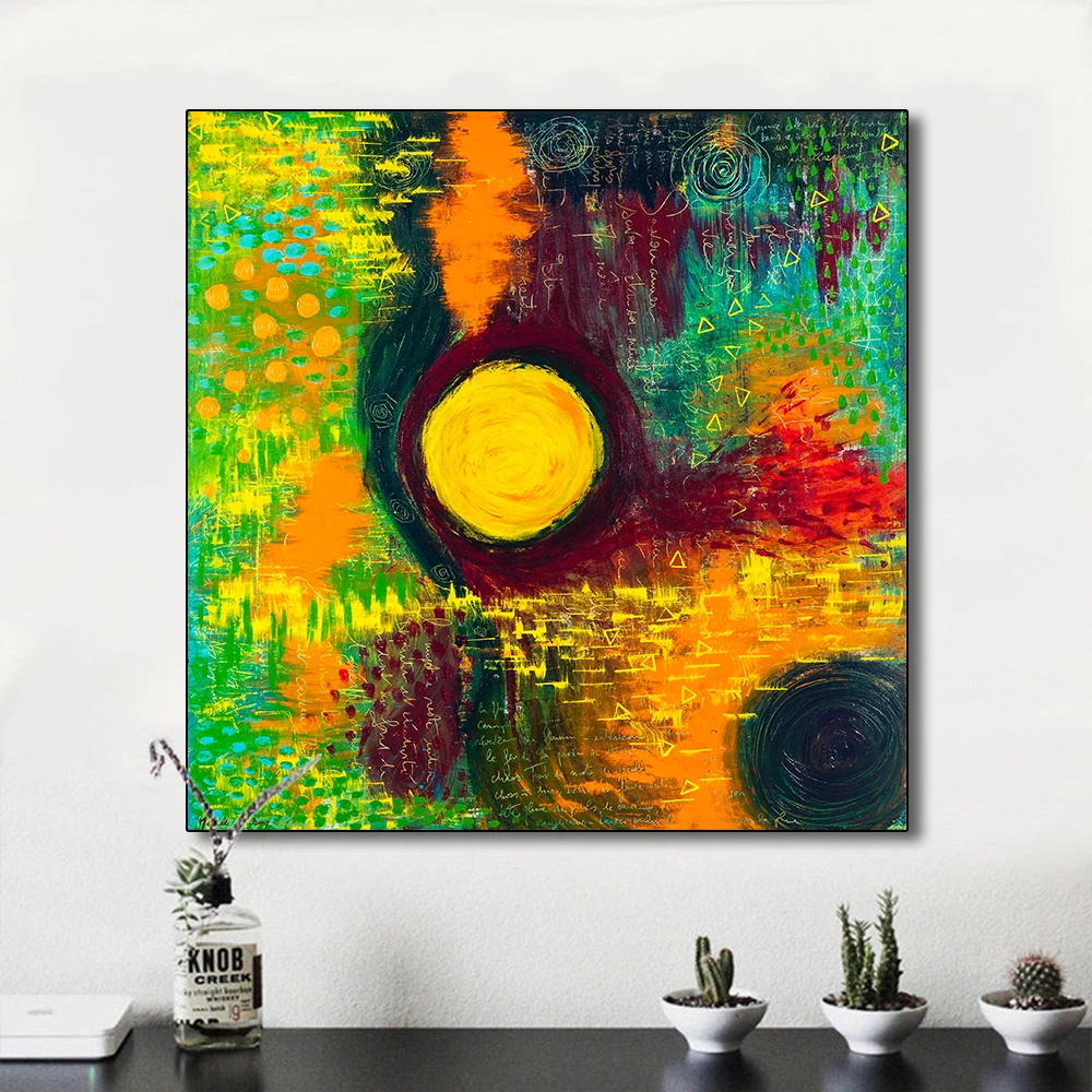 AAVV картина маслом красочный желтый Paiting домашний декор на холсте стены искусства