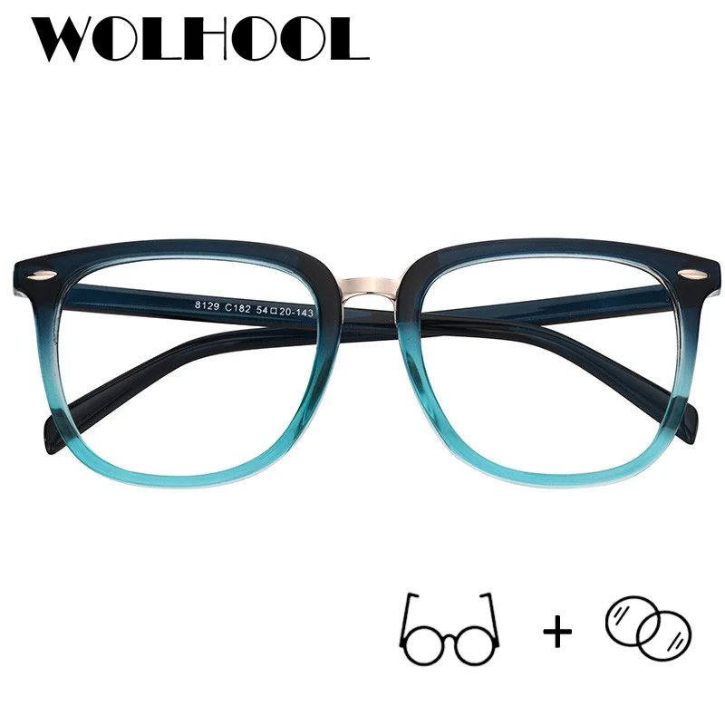 2018 New Square Optical Glasses Clear Lens Myopia Men Blue Eyeglasses Prescription Spectacles |
