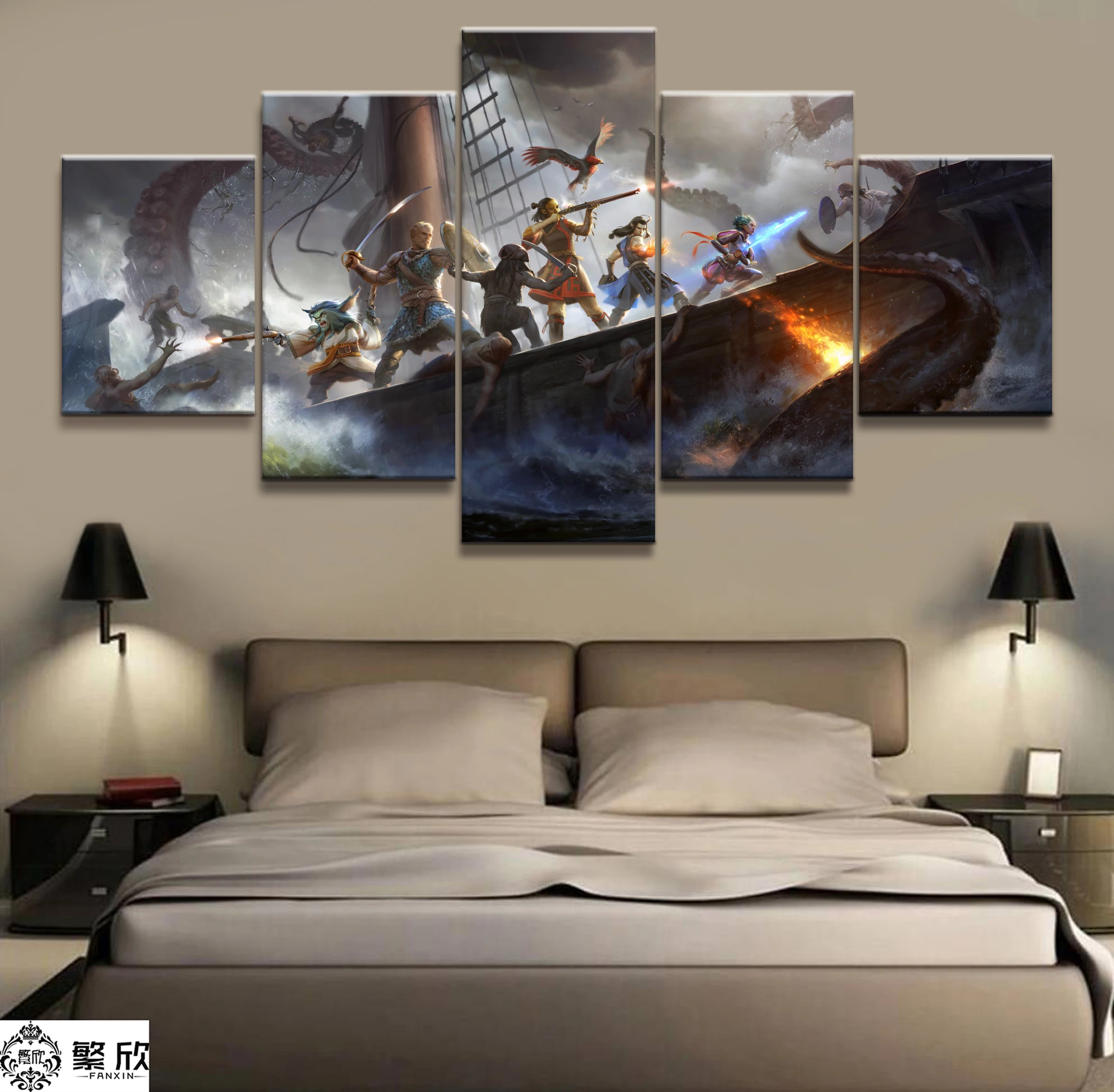 

5 Panel Pillars of Eternity Game Canvas Printed Painting Living Room Wall Art Decor Picture Artworks Poster Canvas Wholesale