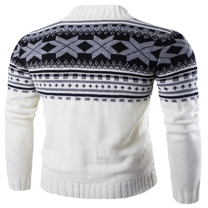 Geometric Snowflake Pattern Christmas Knitted Cardigan |