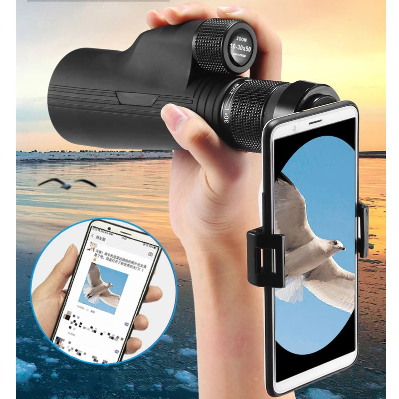 Free focusing BAK4 prism 50mm large caliber Bird watching 10-30X50 FMC coating Outdoor telescope HD high-power Zoom | Инструменты