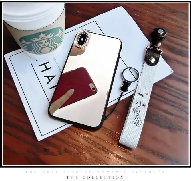 Fashion Luxury Phone case for OPPO R9S R11S Plus R15 Vivo X20 plus X21 Rhinestone glass mirror diamond phone cover with Lanyard |