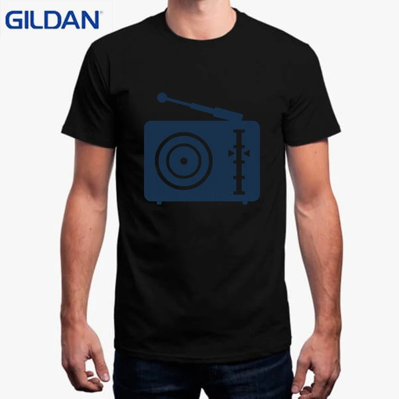 Новый стиль футболка Бренд Gildan Camisas радио символ синий Мужская Классическая Imprime