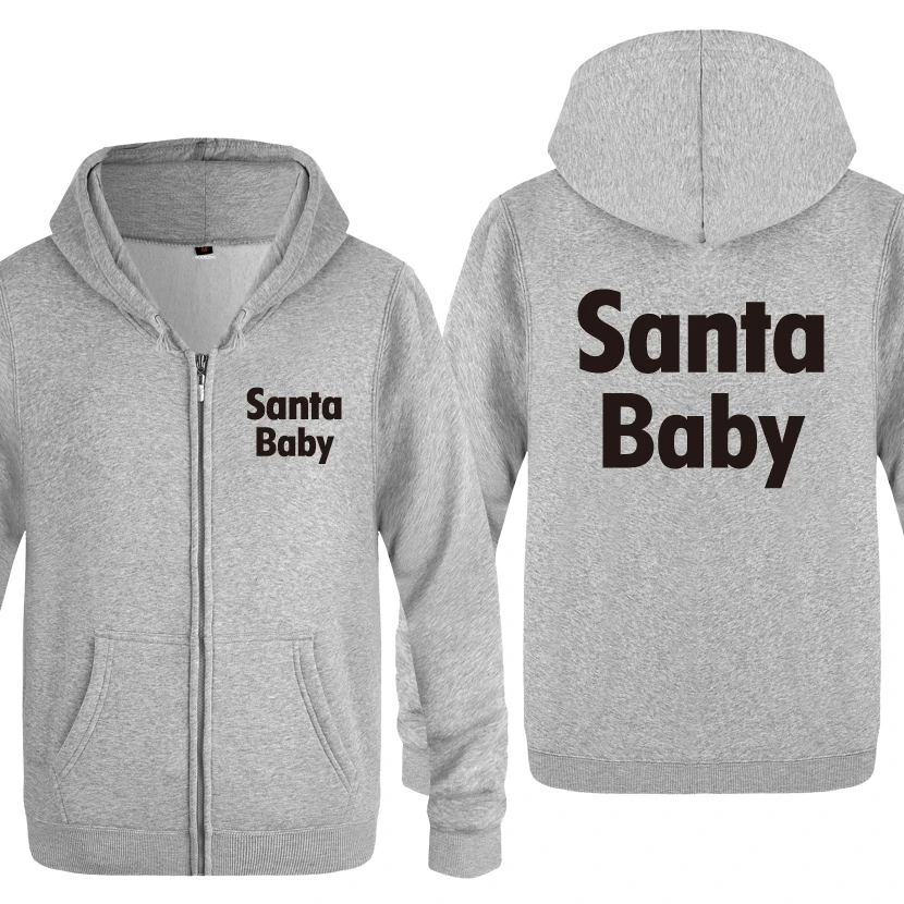 Santa Baby Рождественский подарок толстовки Для мужчин 2018 флис молнии кардиганы с