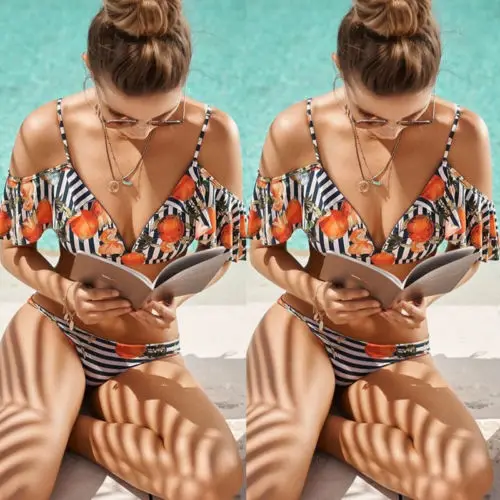 

2019 Womens Bandage Bikini Set Push-up Padded Triangle Swimsuit Bathing Swimwear