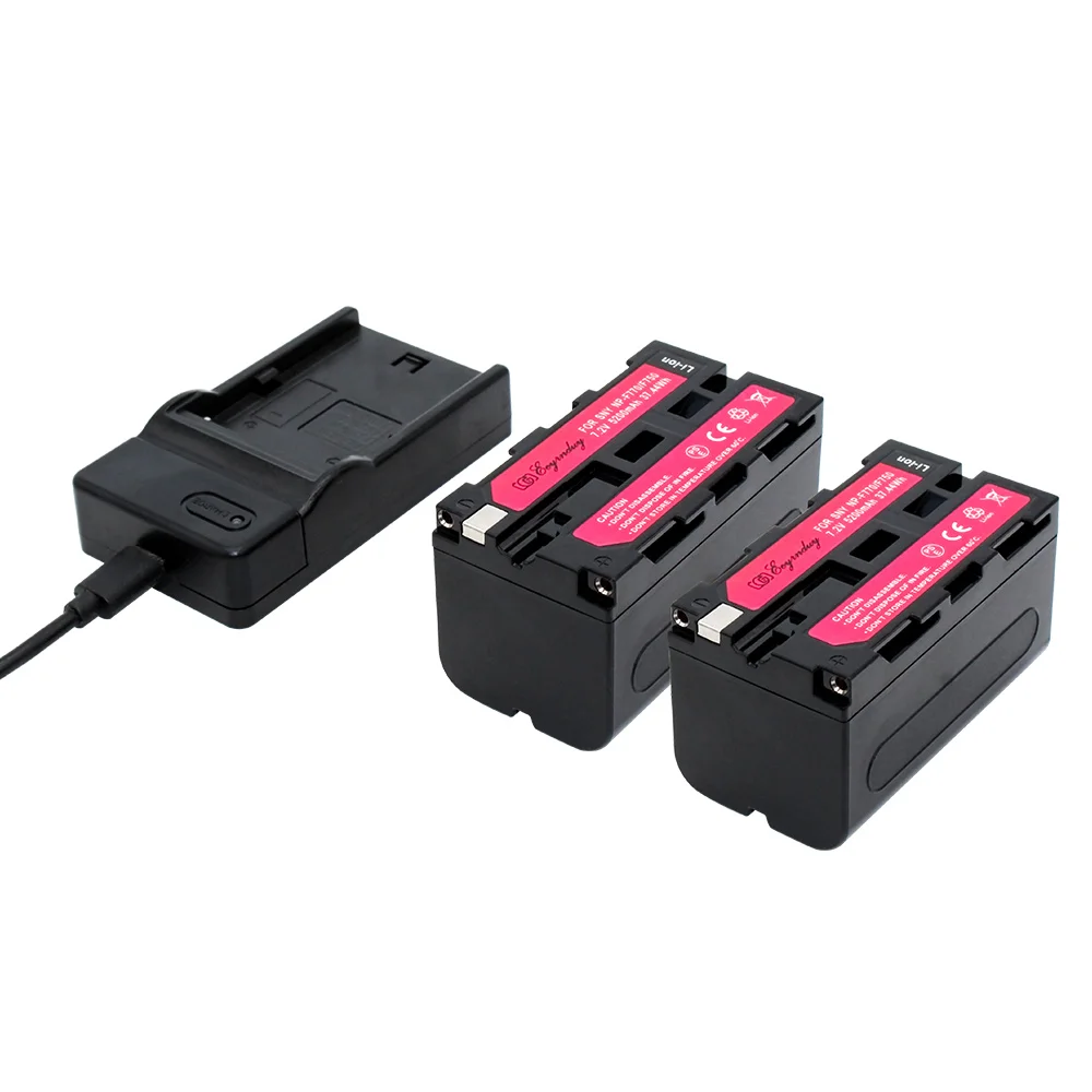 NP-F730 NP-F750 NP-F770 2pcs battery + 1pcs usb single charger for Sony video digital camcorder camera NP F750 | Электроника