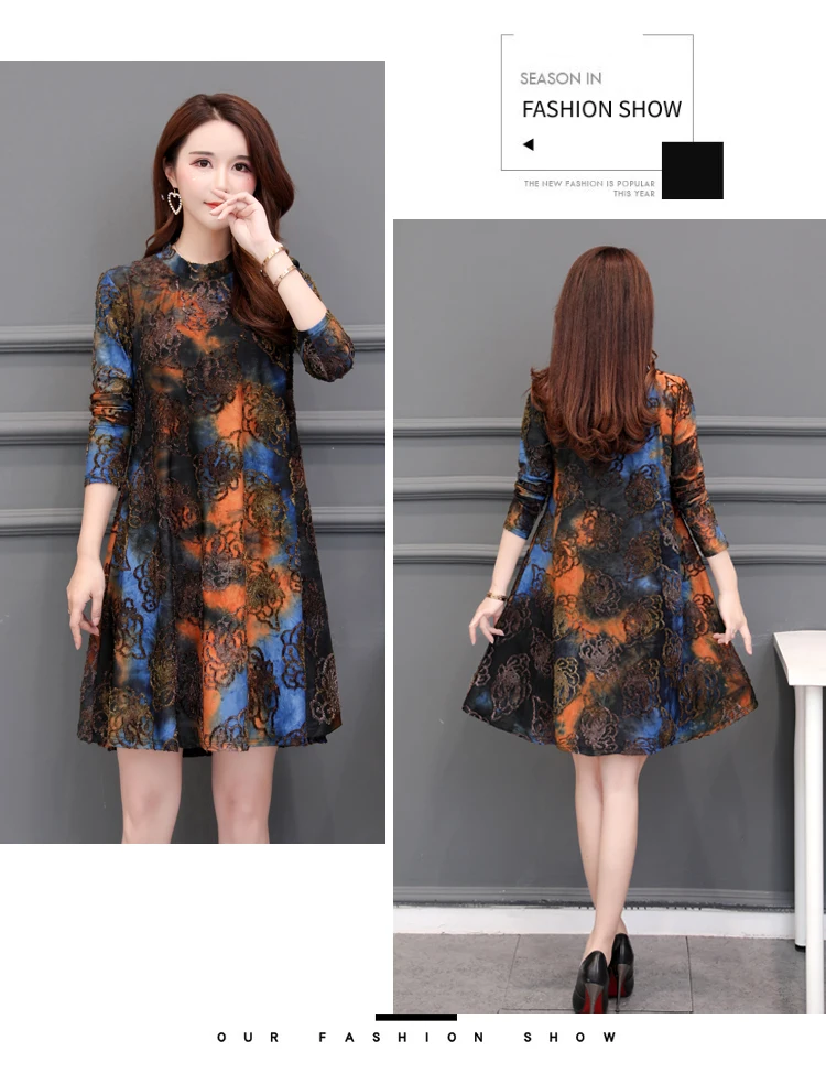 Women Dress Plus Size Long Sleeve Spring Autumn Mom Vintage Shirt Office Formal Elegant Casual Robe Femme Dresses | Женская одежда