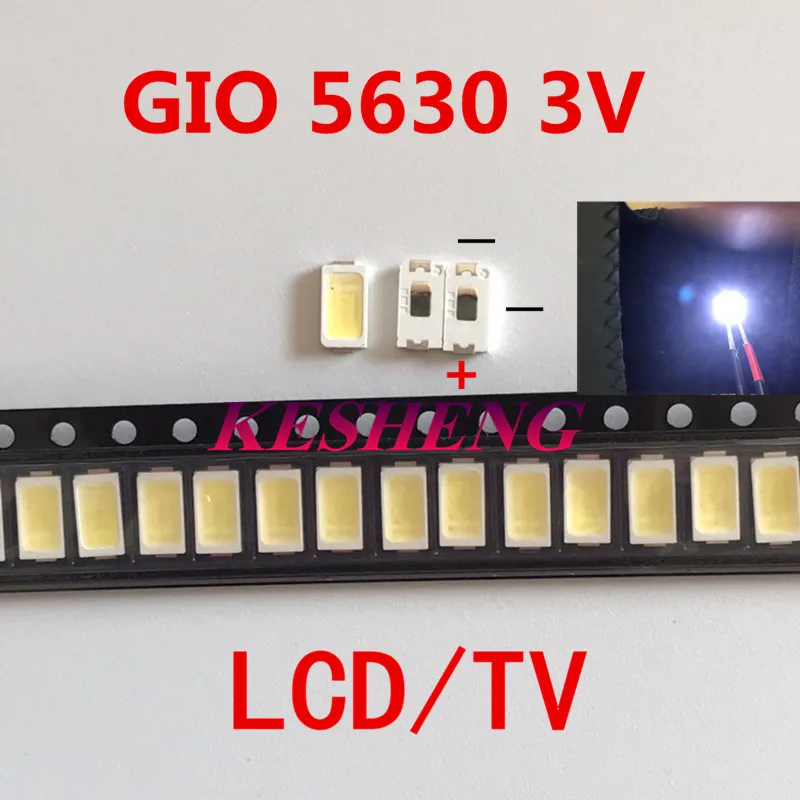 200 шт. для (GIO) высокой мощности 5630 LED PLCC-3 Телевизор с подсветкой супер яркий диод SMD