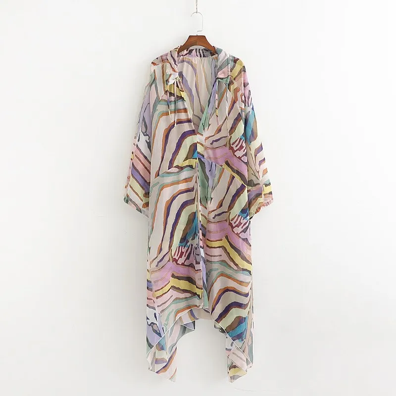 Женское Свободное платье в полоску с принтом модное сексуальное длинным рукавом