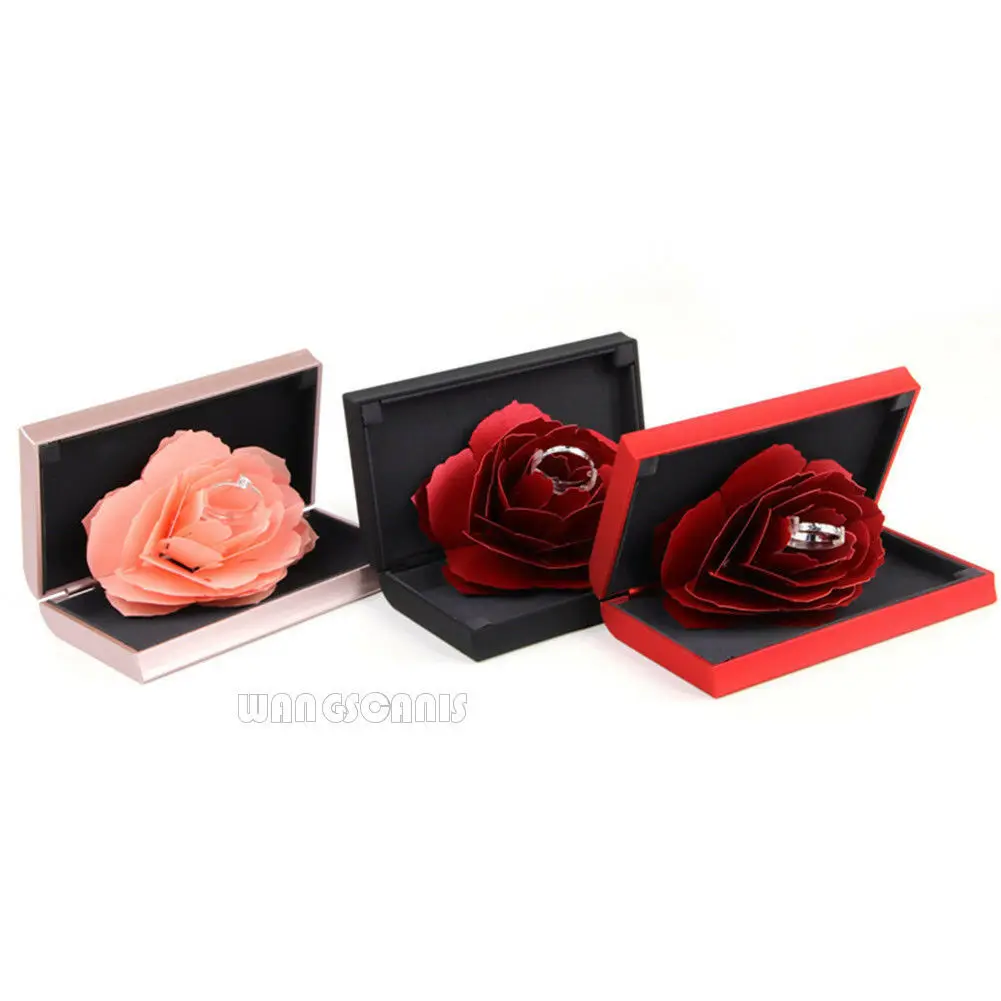 Высокое качество 2019 3D Pop Up Rose Ring Box Свадебный держатель для хранения ювелирных