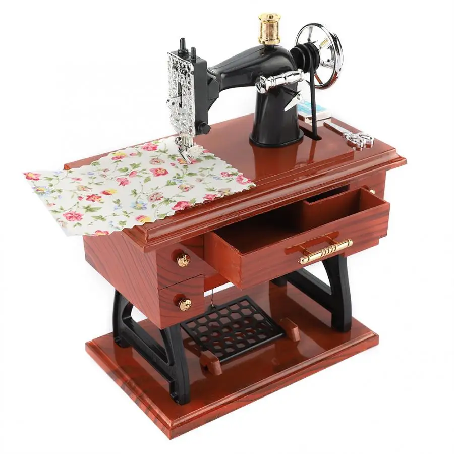 Sewing machine Music Box Mini Vintage Retro Clockwork Gift Table Home Decoration | Дом и сад