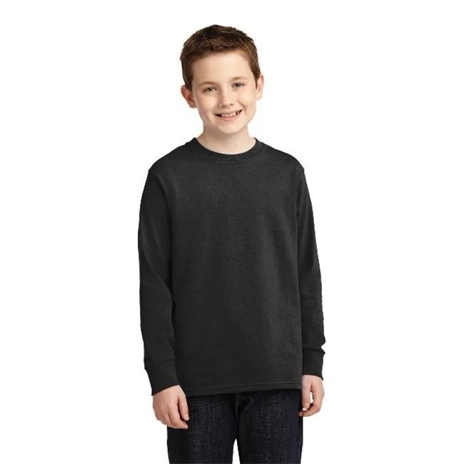 Port & Company PC54YLS Молодежные хлопковые футболки с длинным рукавом Jet Black-Small |